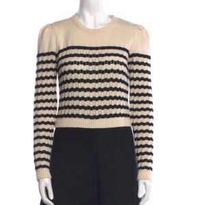 RED Valentino Cream and Black Striped Sweater Dress